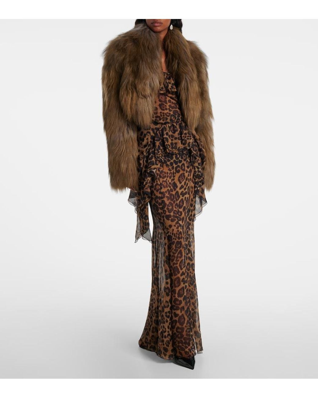 Blumarine Brown Cropped Shearling Jacket