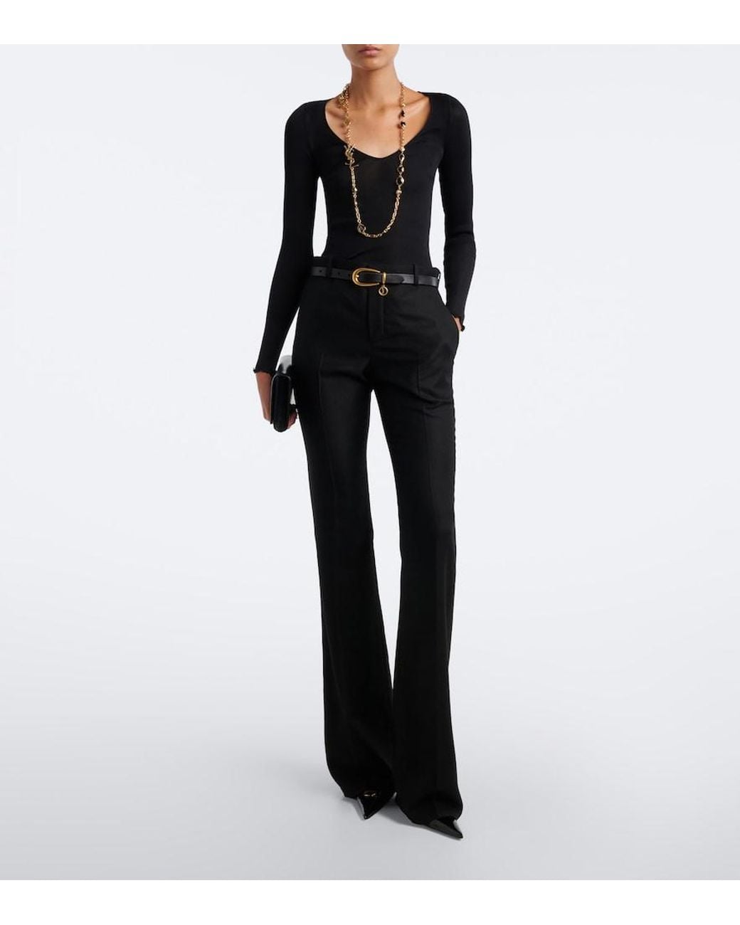 Saint Laurent Black Louis Satin Slingback Pumps