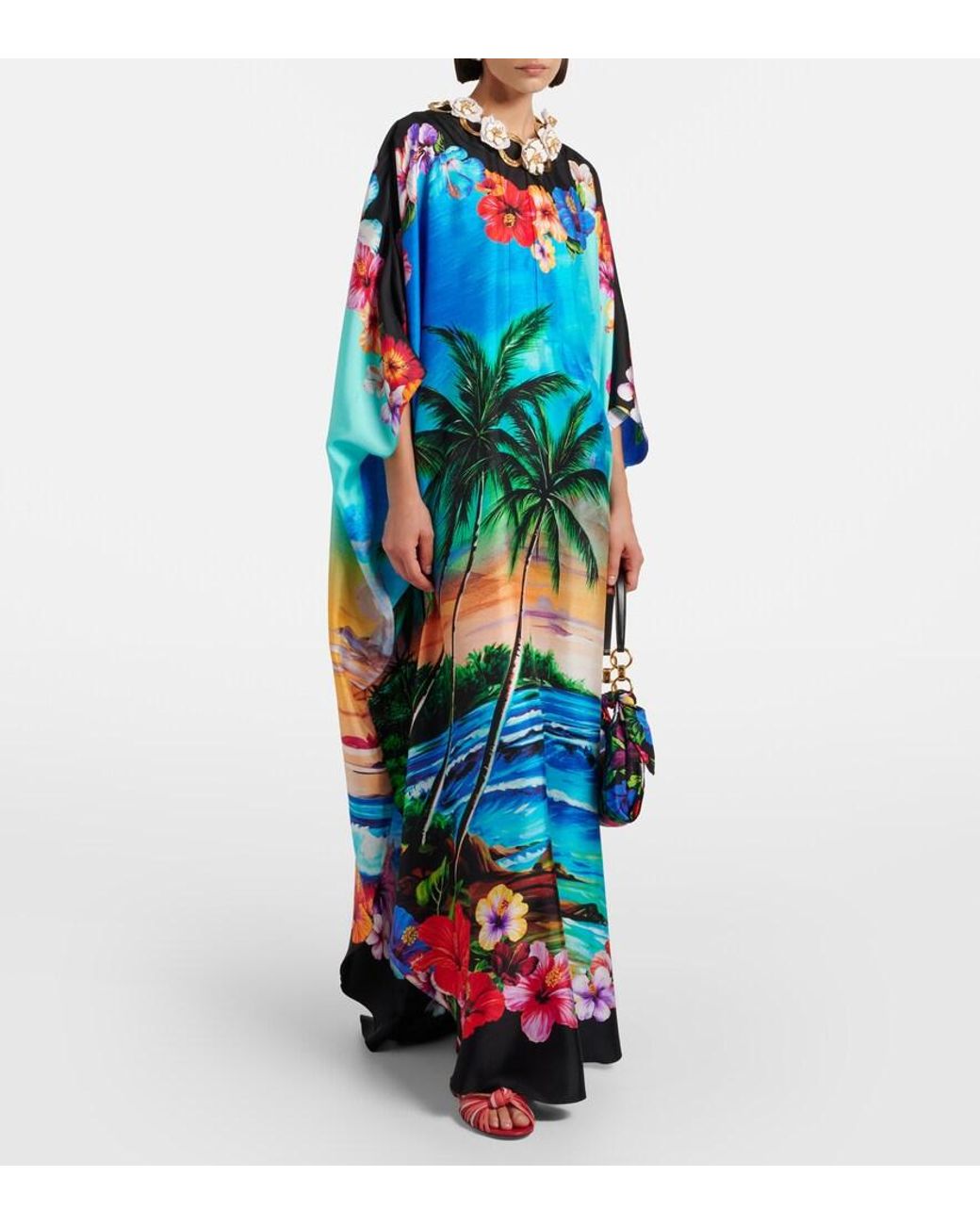 Dolce & Gabbana Blue Printed Silk Kaftan