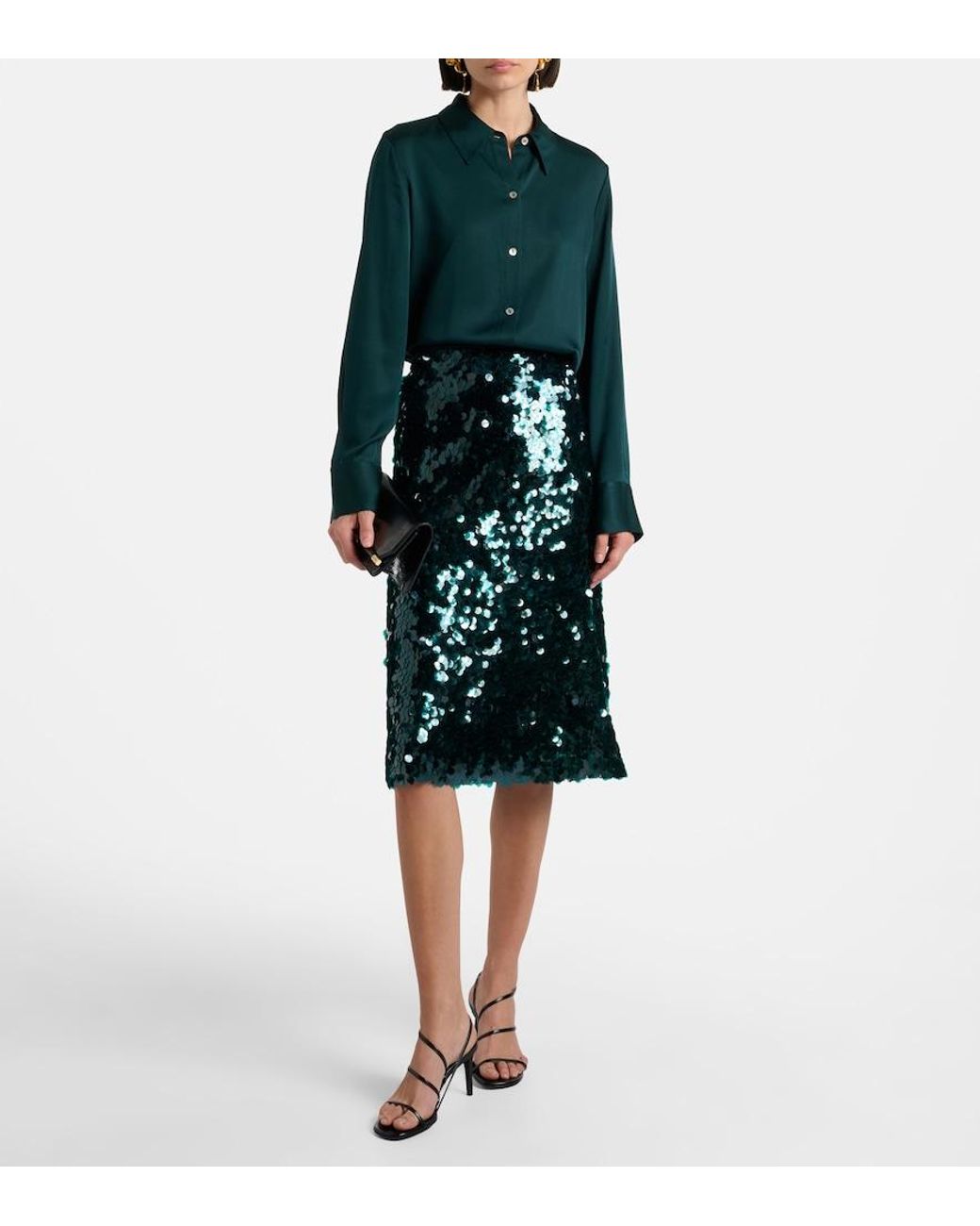 Vince Green Silk-Blend Satin Shirt