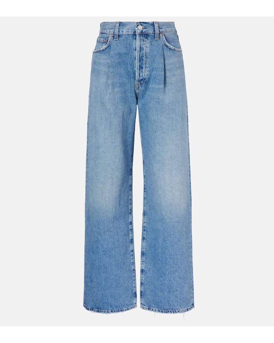Agolde Blue Franka Mid-Rise Wide-Leg Jeans