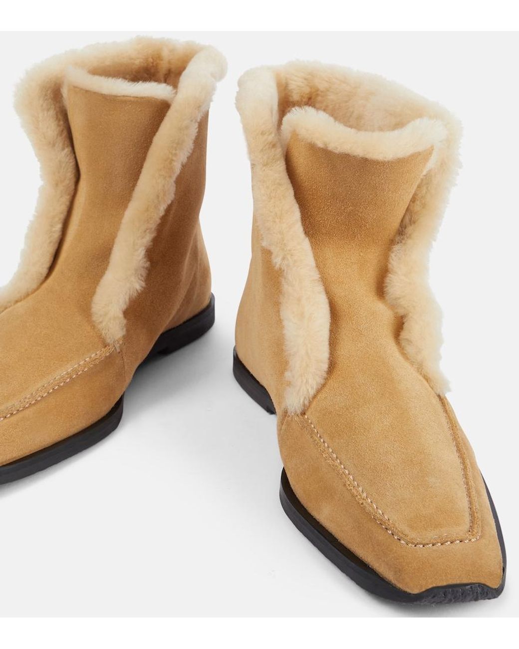 Totême Natural Shearling-Lined Suede Ankle Boots