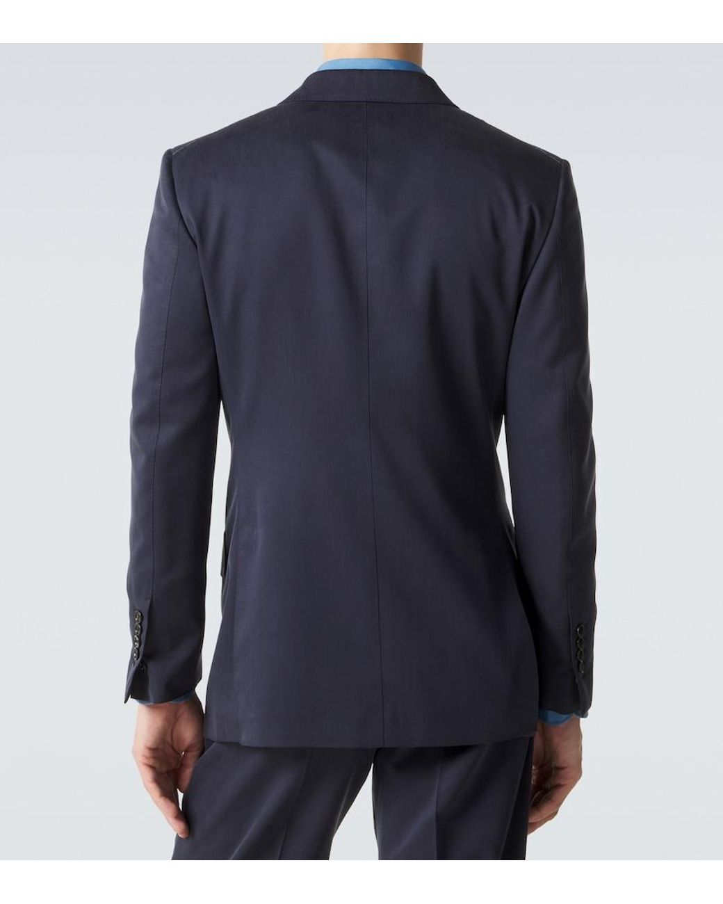 Tom Ford Blue Double-Breasted Silk Blazer for men