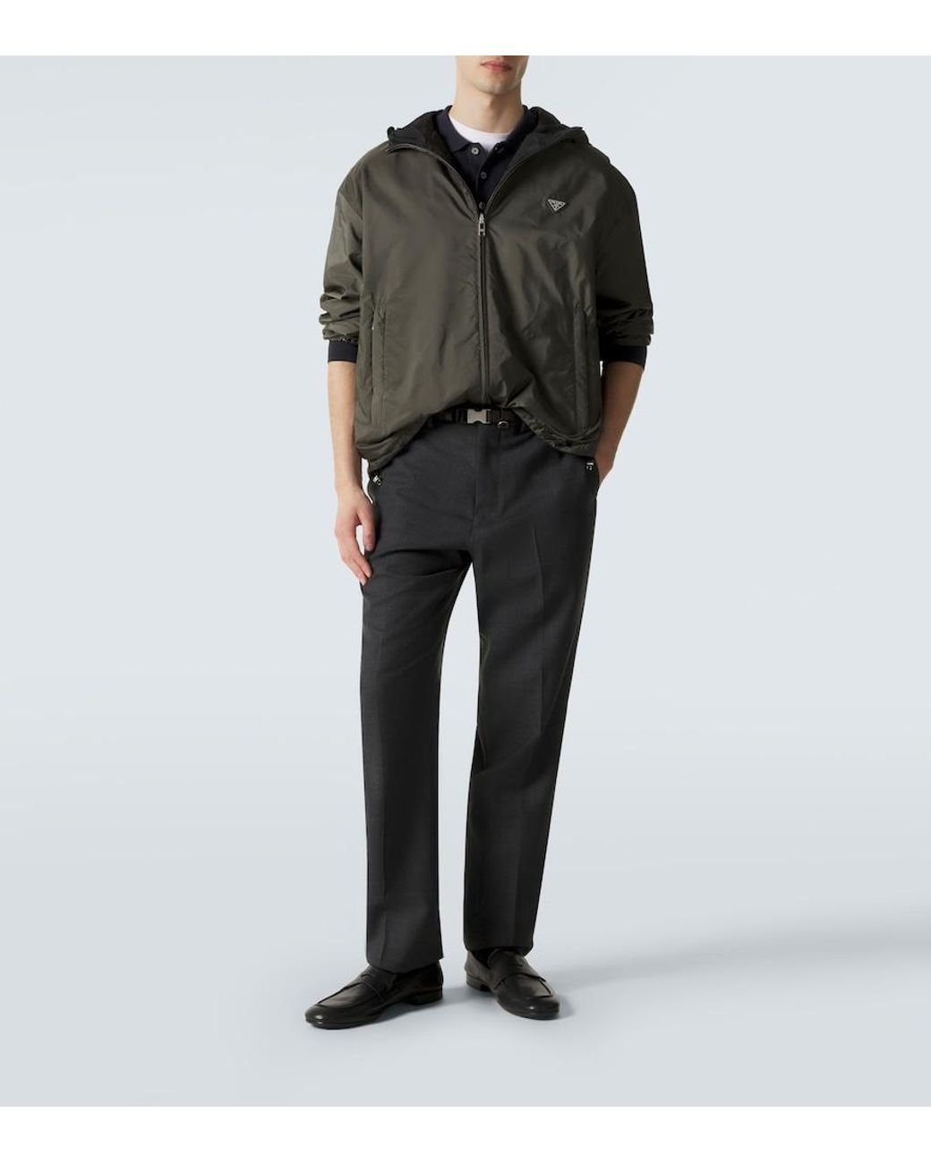 Prada Green Re-Nylon Reversible Leather-Trimmed Jacket for men