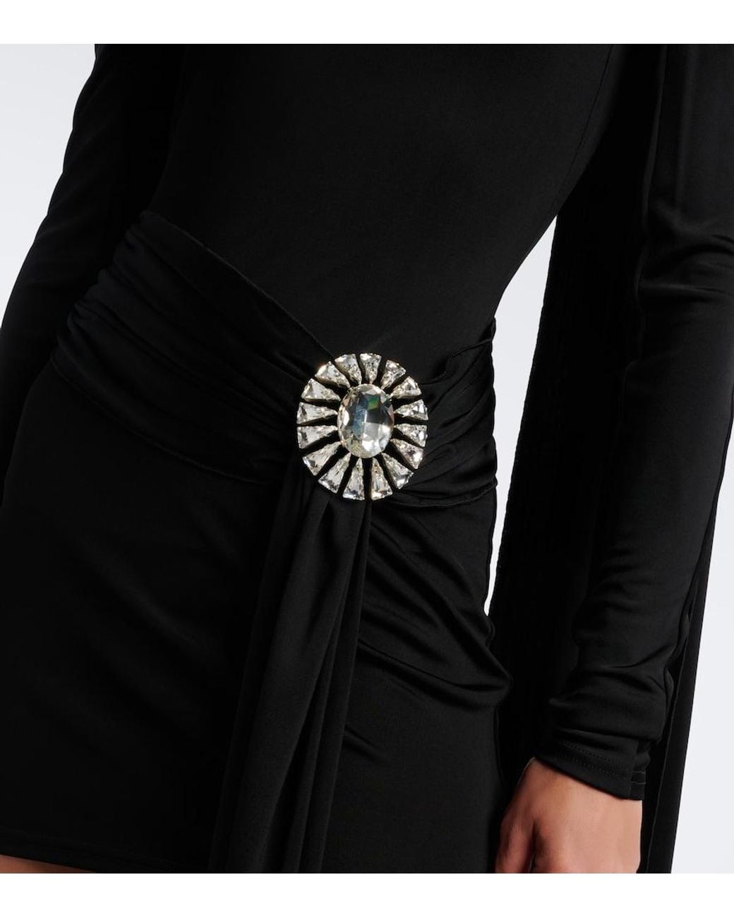 David Koma Black Embellished One-Shoulder Minidress