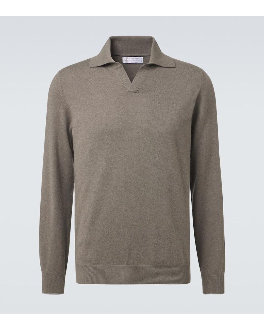 Brunello Cucinelli Gray Cashmere Polo Sweater for men