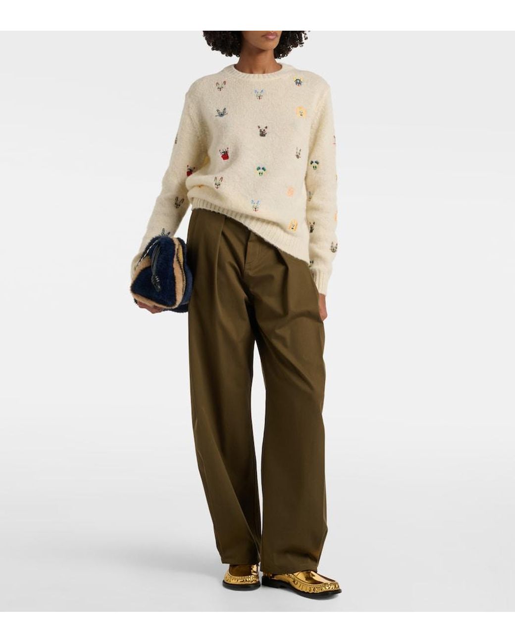Loewe Natural X Louis Wain Embroidered Wool Sweater
