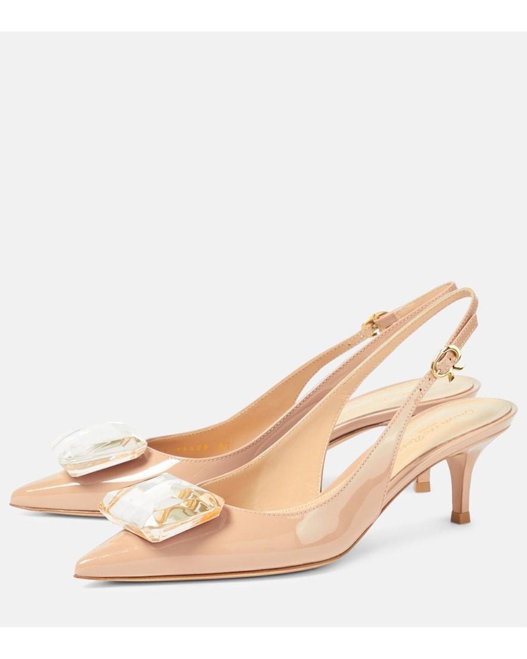 Gianvito Rossi Natural Jaipur 55 Patent Leather Slingback Pumps