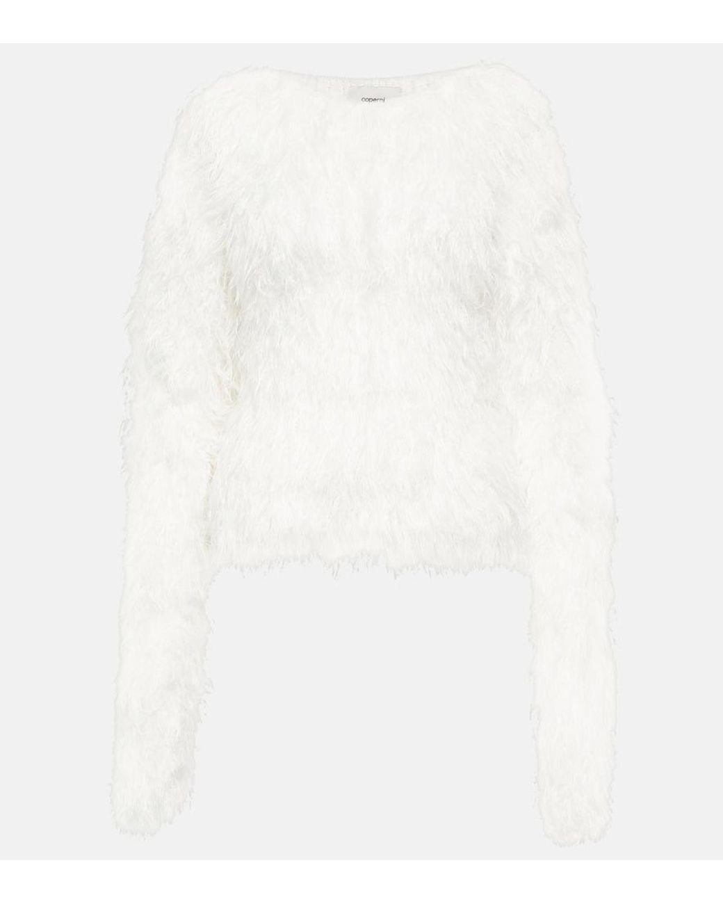 Coperni White Flauschiger Strickpullover