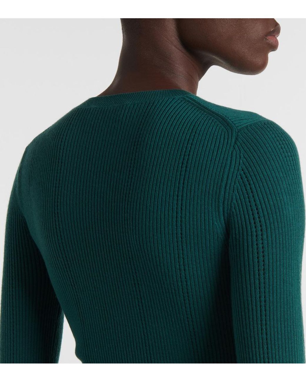 Gabriela Hearst Green Imagene Wool Midi Dress