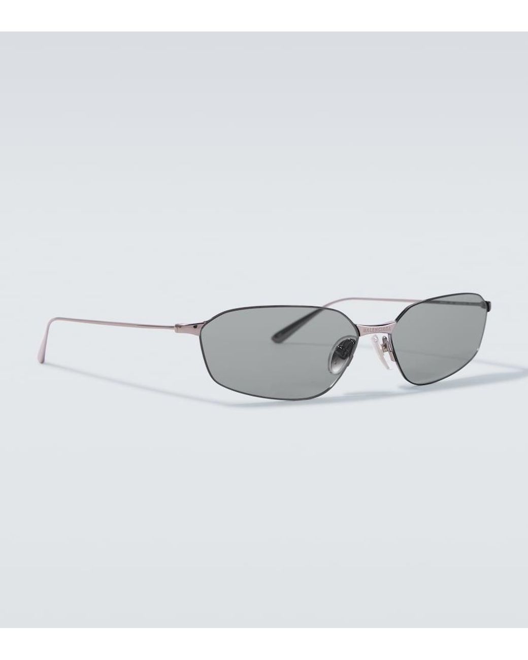 Balenciaga Gray Invisible 2.0 Rectangular Sunglasses for men