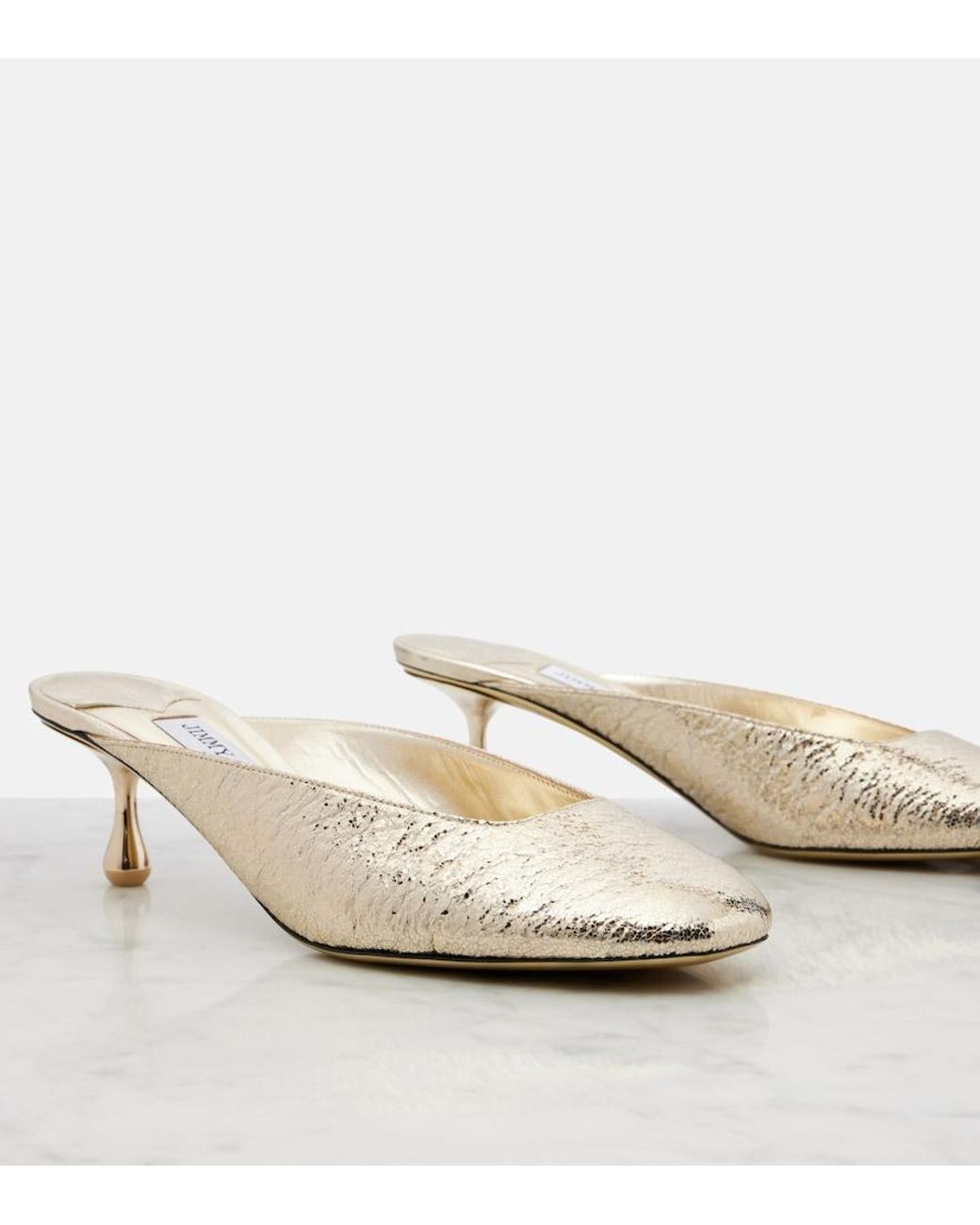 Jimmy Choo Natural Pixie 50 Metallic Mules