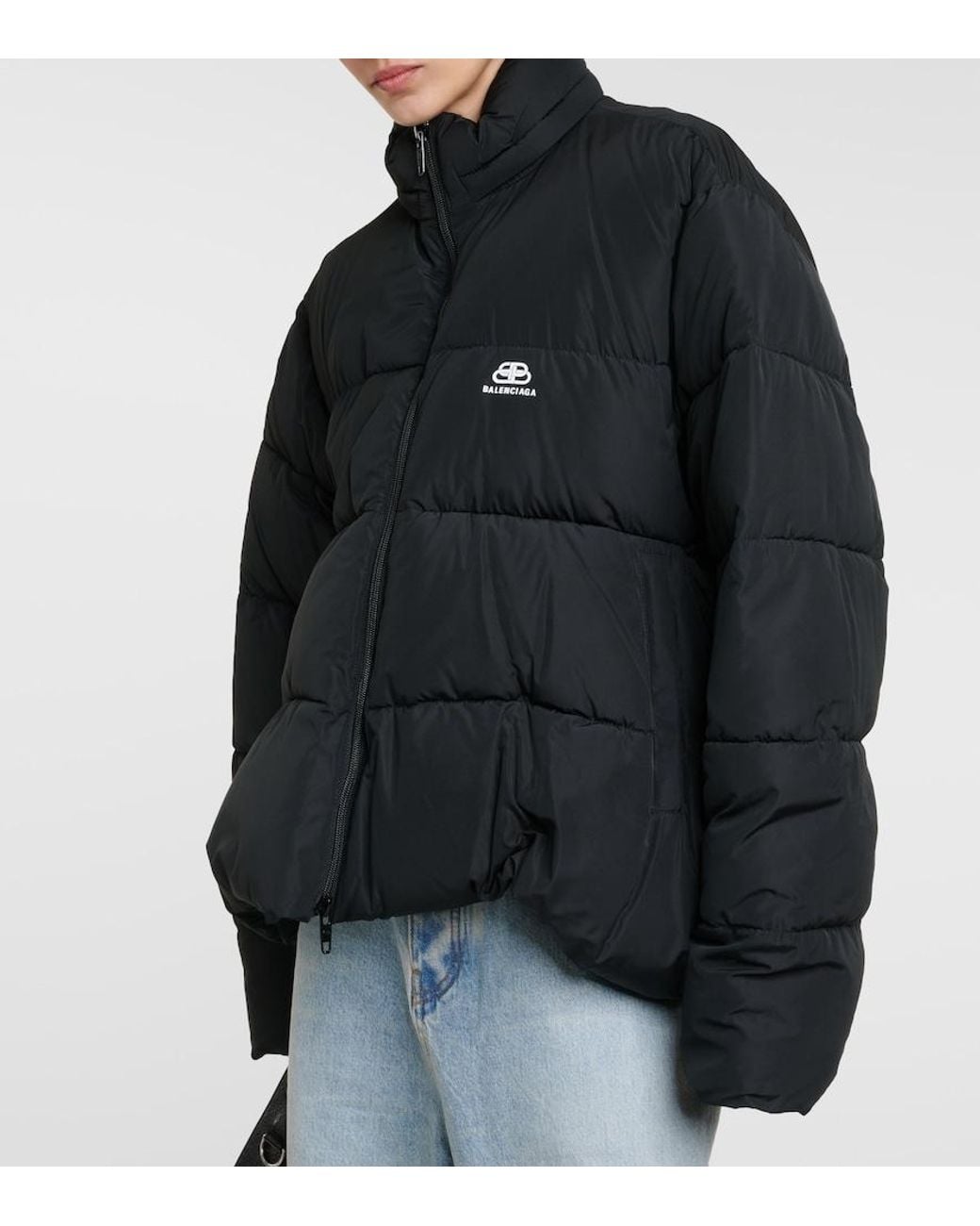 Balenciaga Black C-Shape Puffer Micro-Faille Jacket