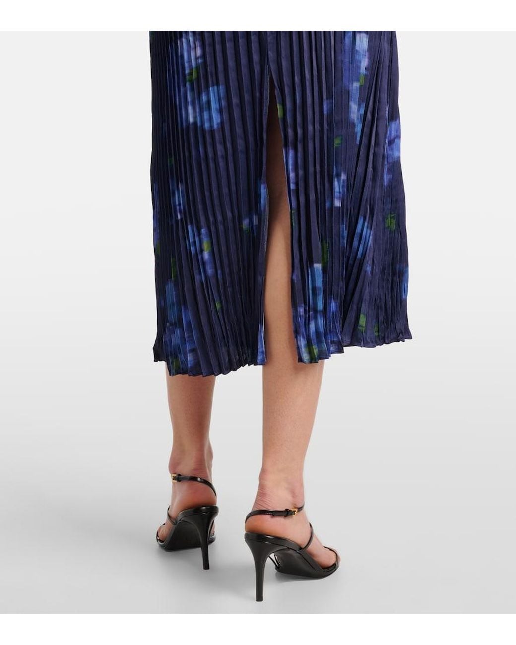 Vince Blue Plissierter Midirock Poppy Blur