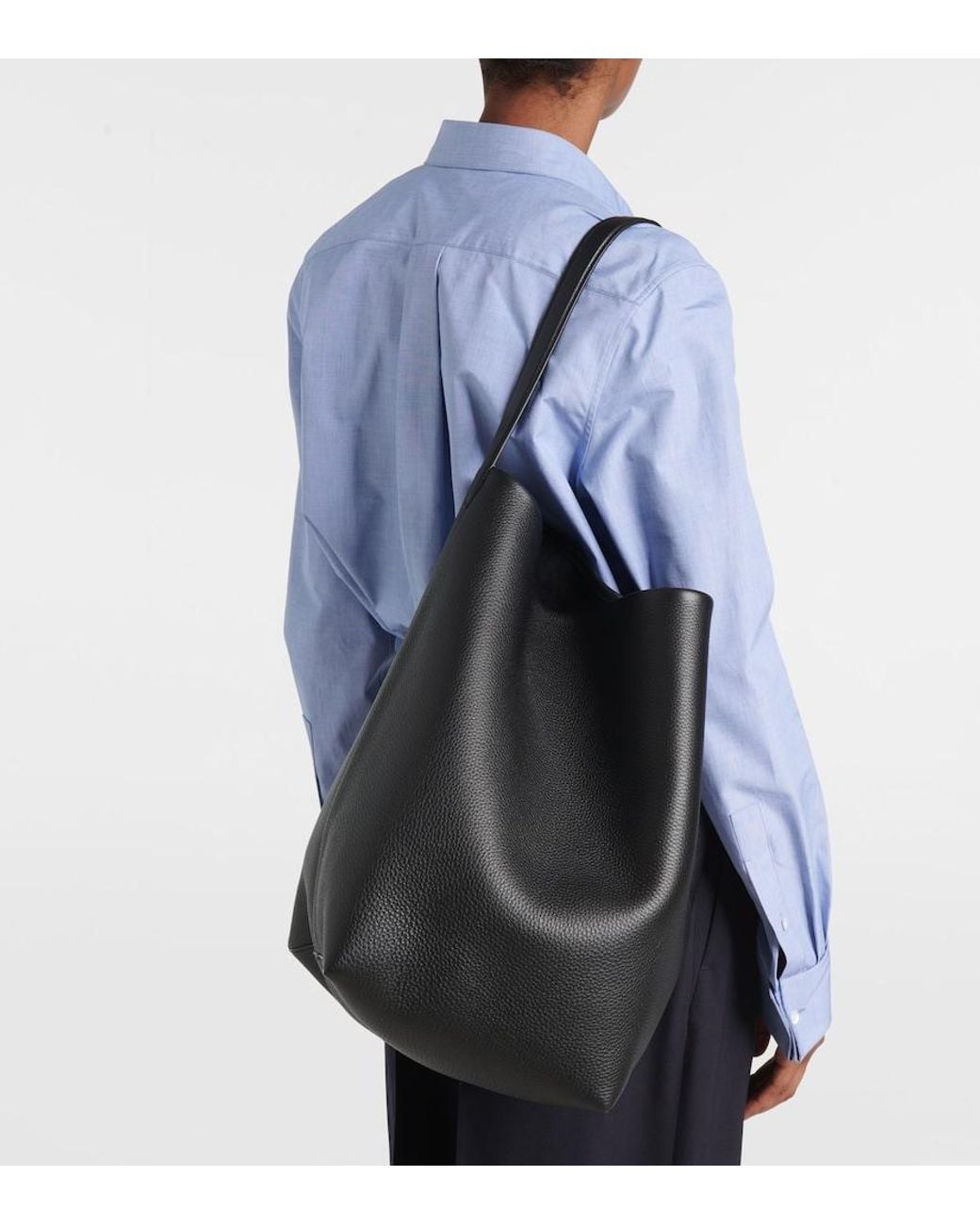 The Row Black Tote Bag Park Large N/S Aus Leder