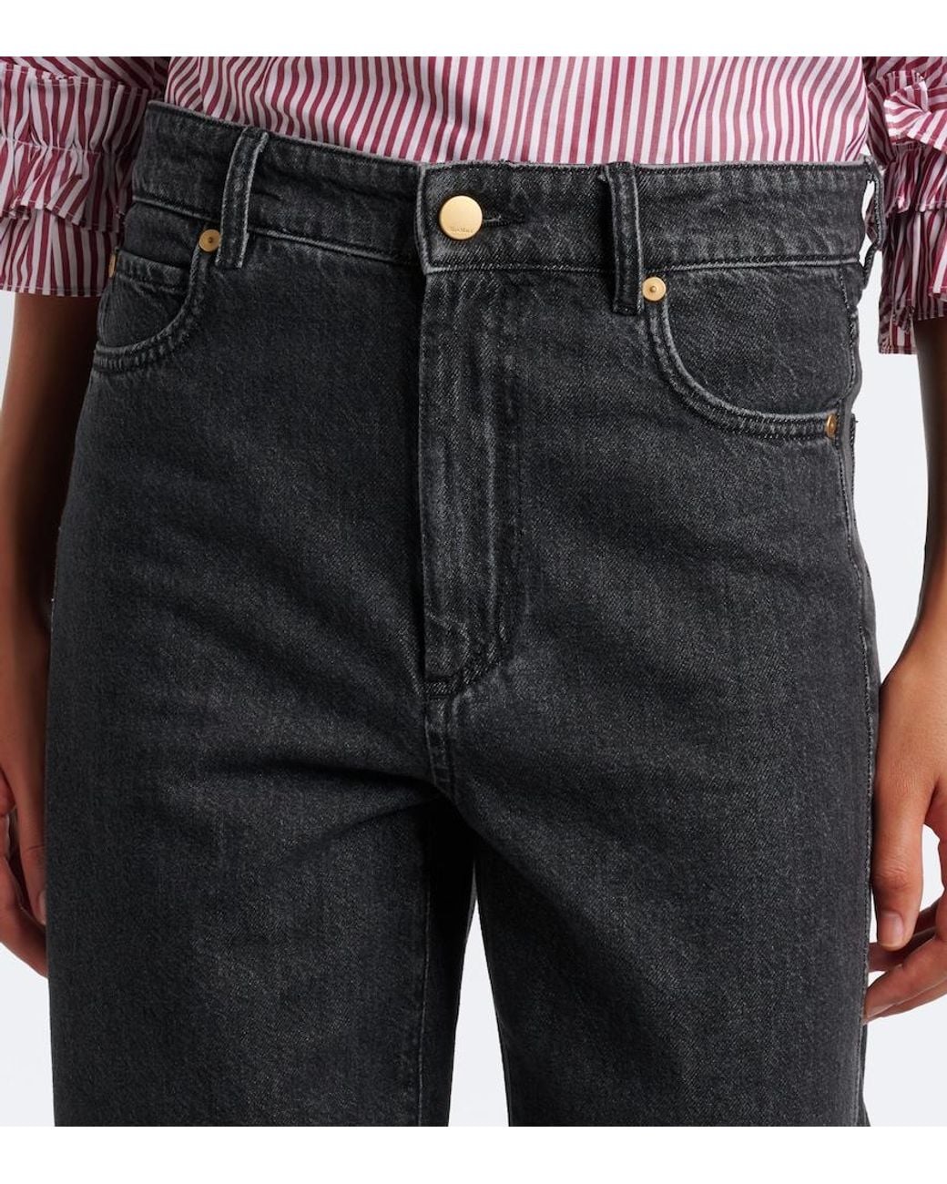 Max Mara Blue High-Rise Straight Jeans