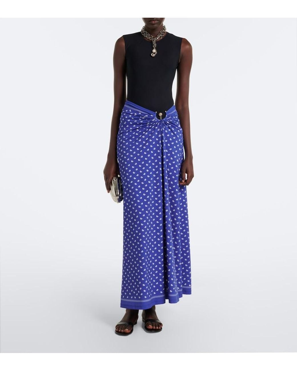 Christopher Esber Blue Ruched Orbit Bandana Maxi Skirt