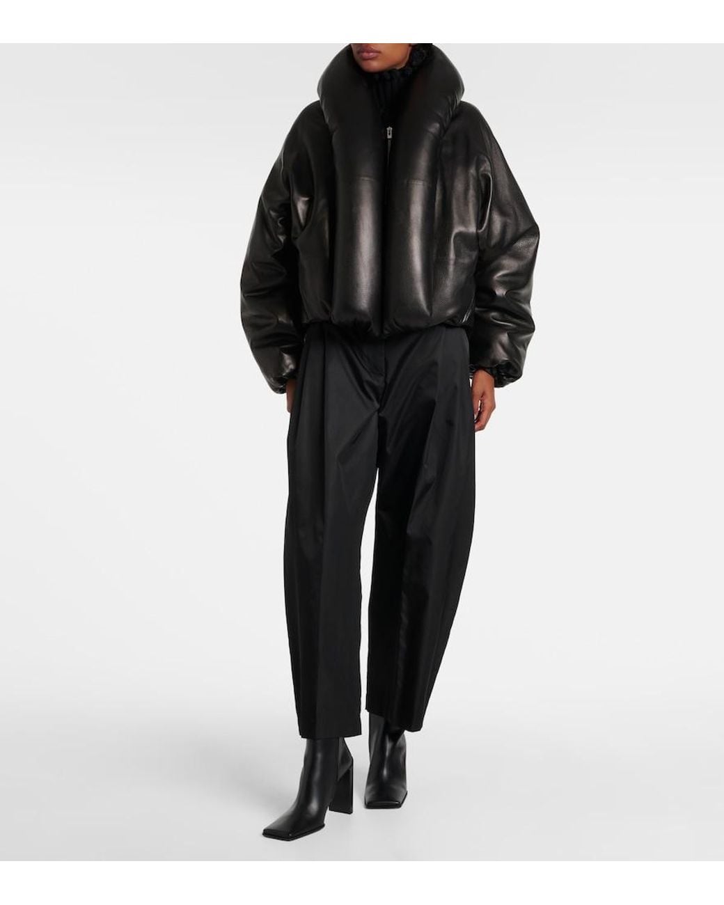 Alaïa Black Leather Bomber Jacket