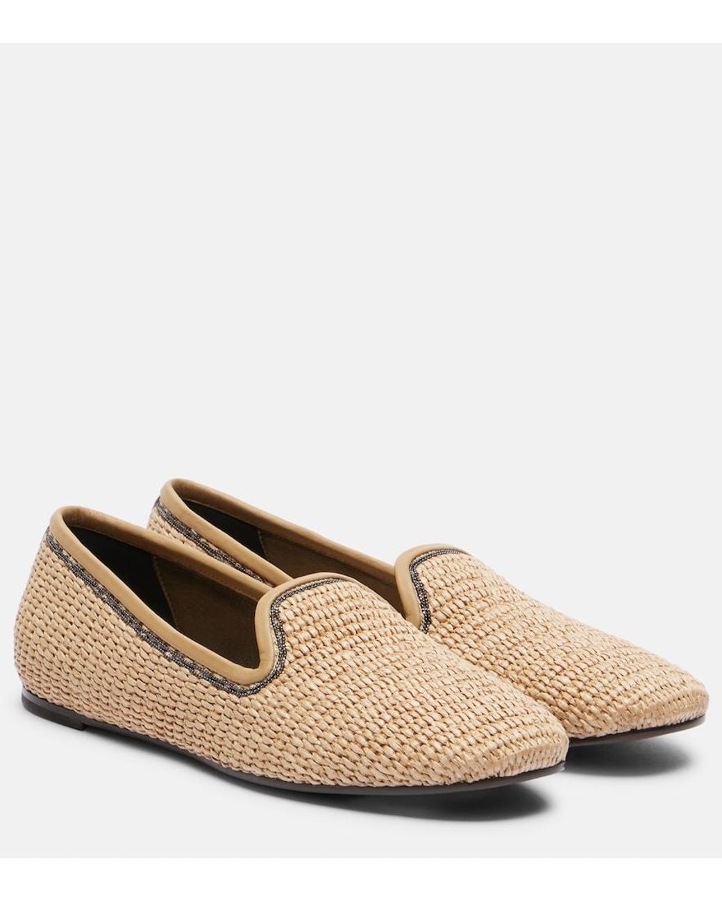 Brunello Cucinelli Natural Monili Raffia Loafers
