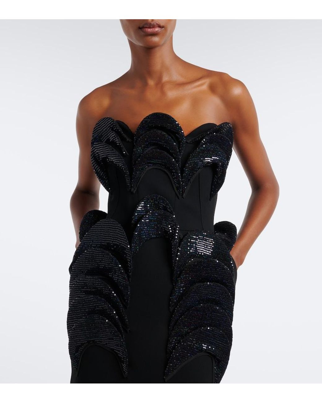 Maticevski Black Glint Sequined Cocktail Dress