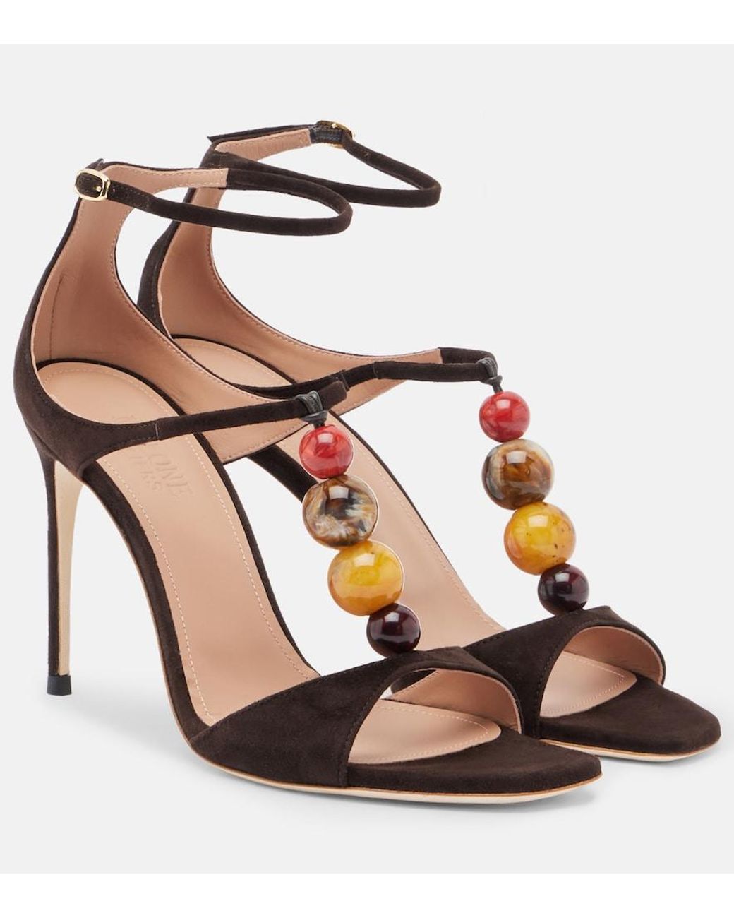 Malone Souliers Brown Lena Beaded Suede Sandals