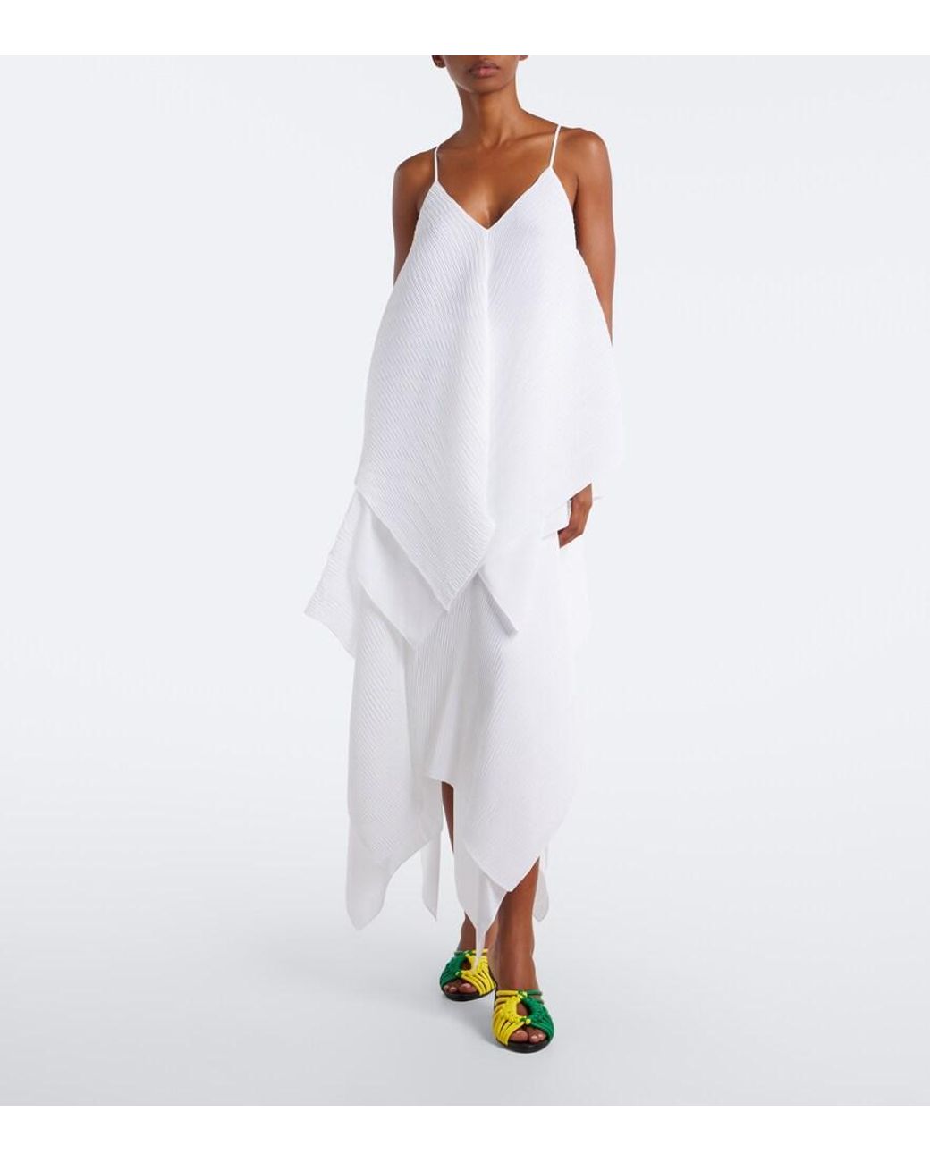 J.W. Anderson White Pleated Asymmetric Midi Skirt
