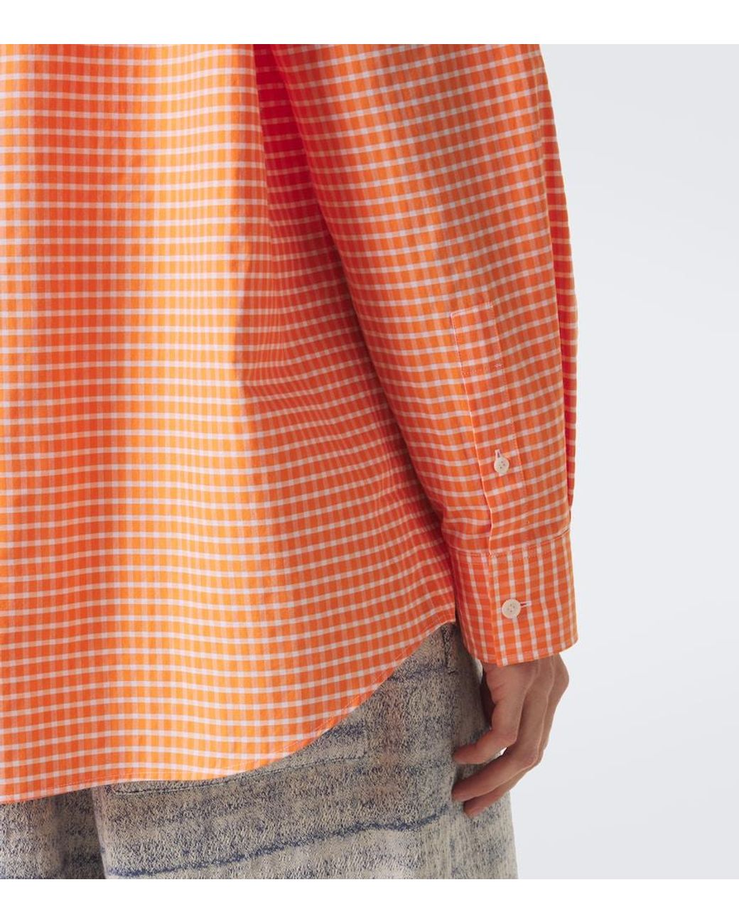 Loewe Orange Checked Cotton-Blend Shirt for men