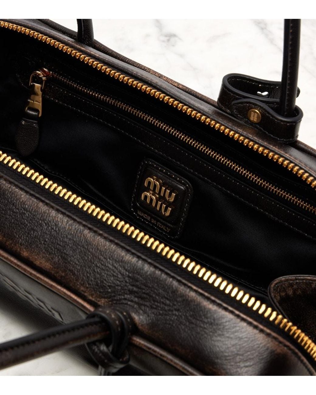 Miu Miu Black Beau Logo Leather Shoulder Bag