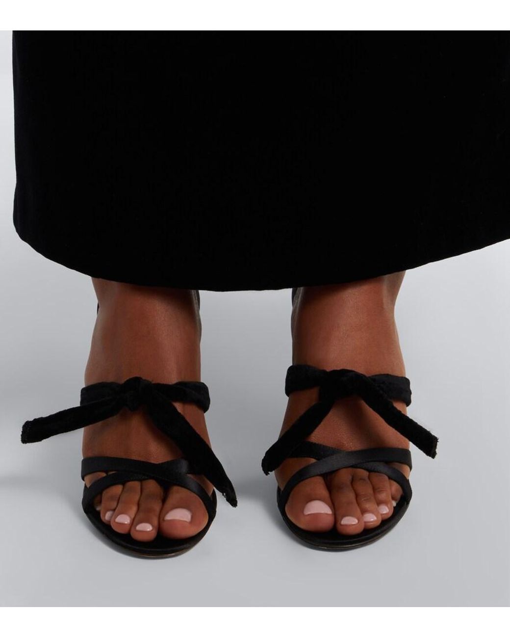 The Row Black Ella Satin Sandals