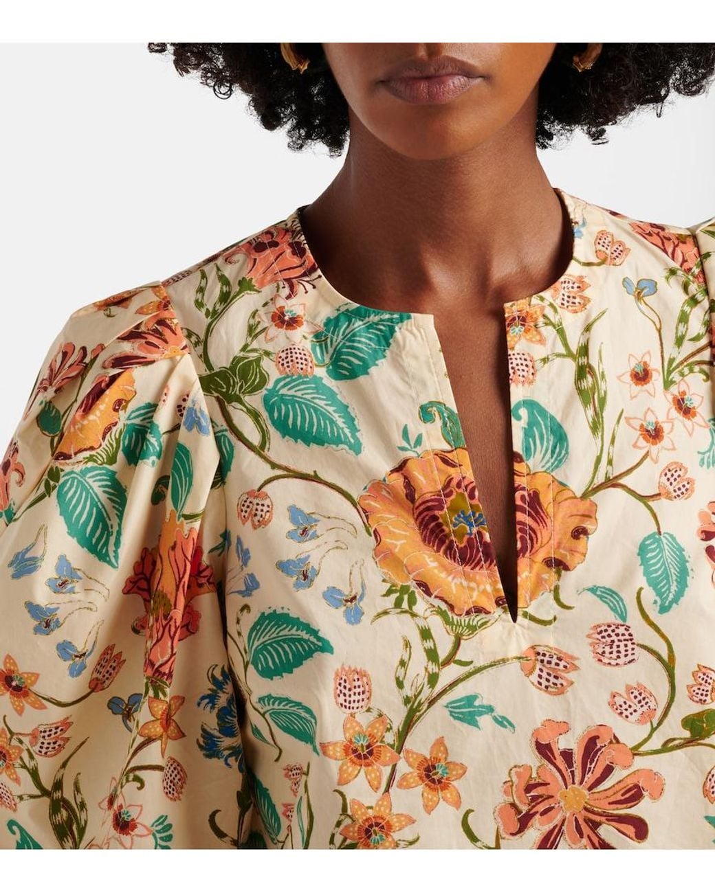 Ulla Johnson Metallic Florielle Floral Cotton Top