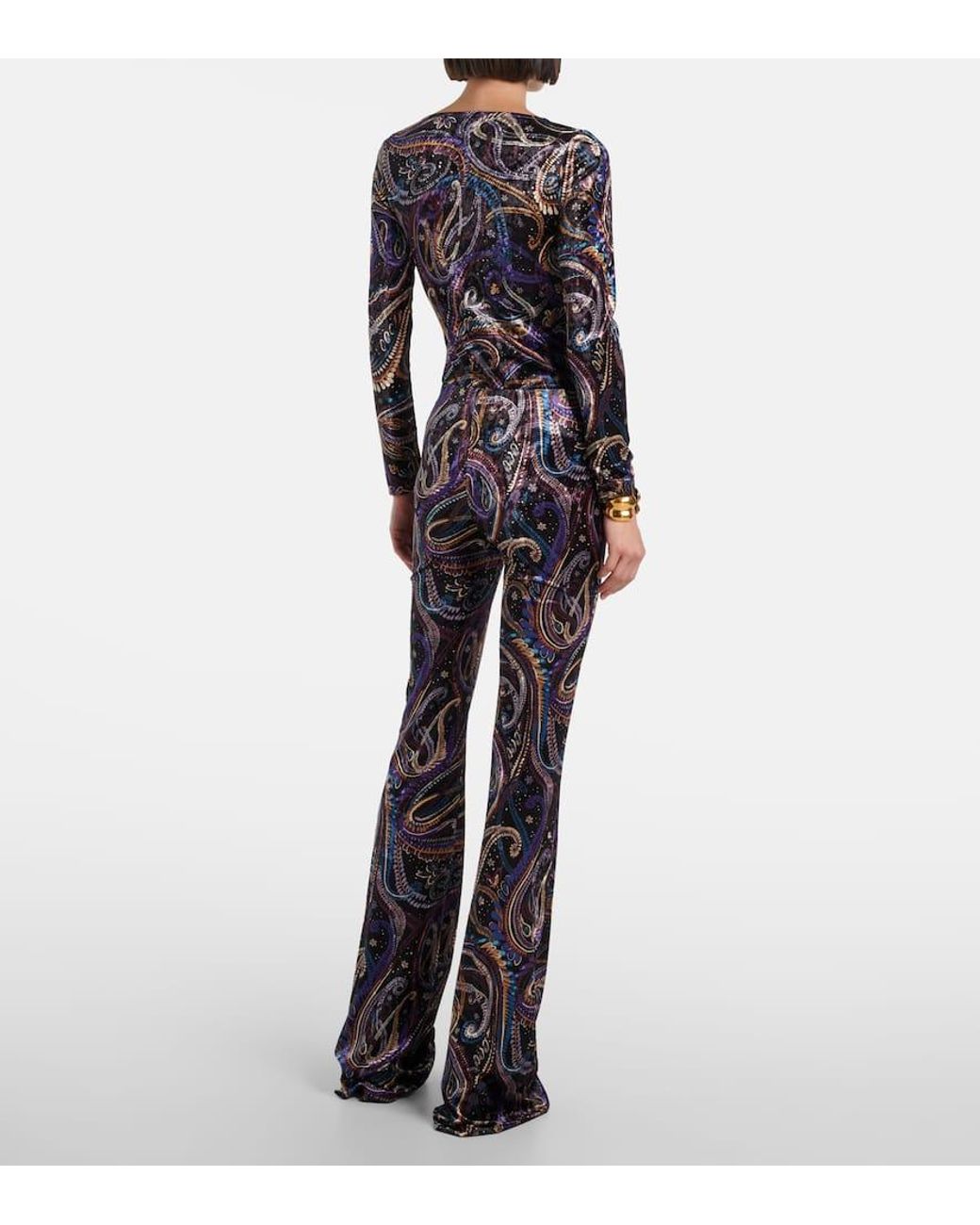 Etro Black Paisley Flared Pants