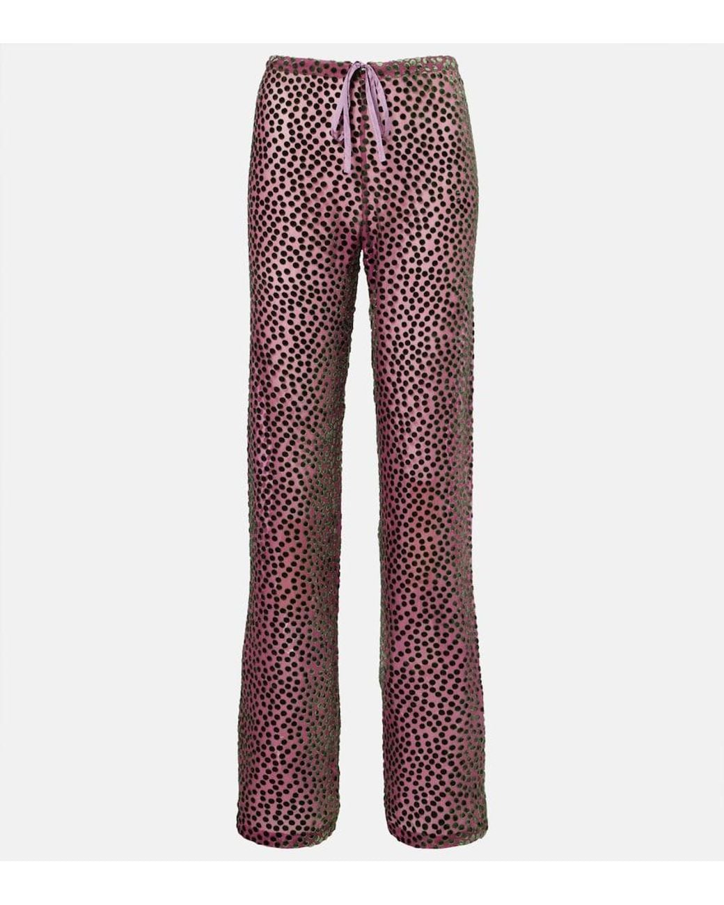 Dries Van Noten Red Polka-Dot Straight Pants