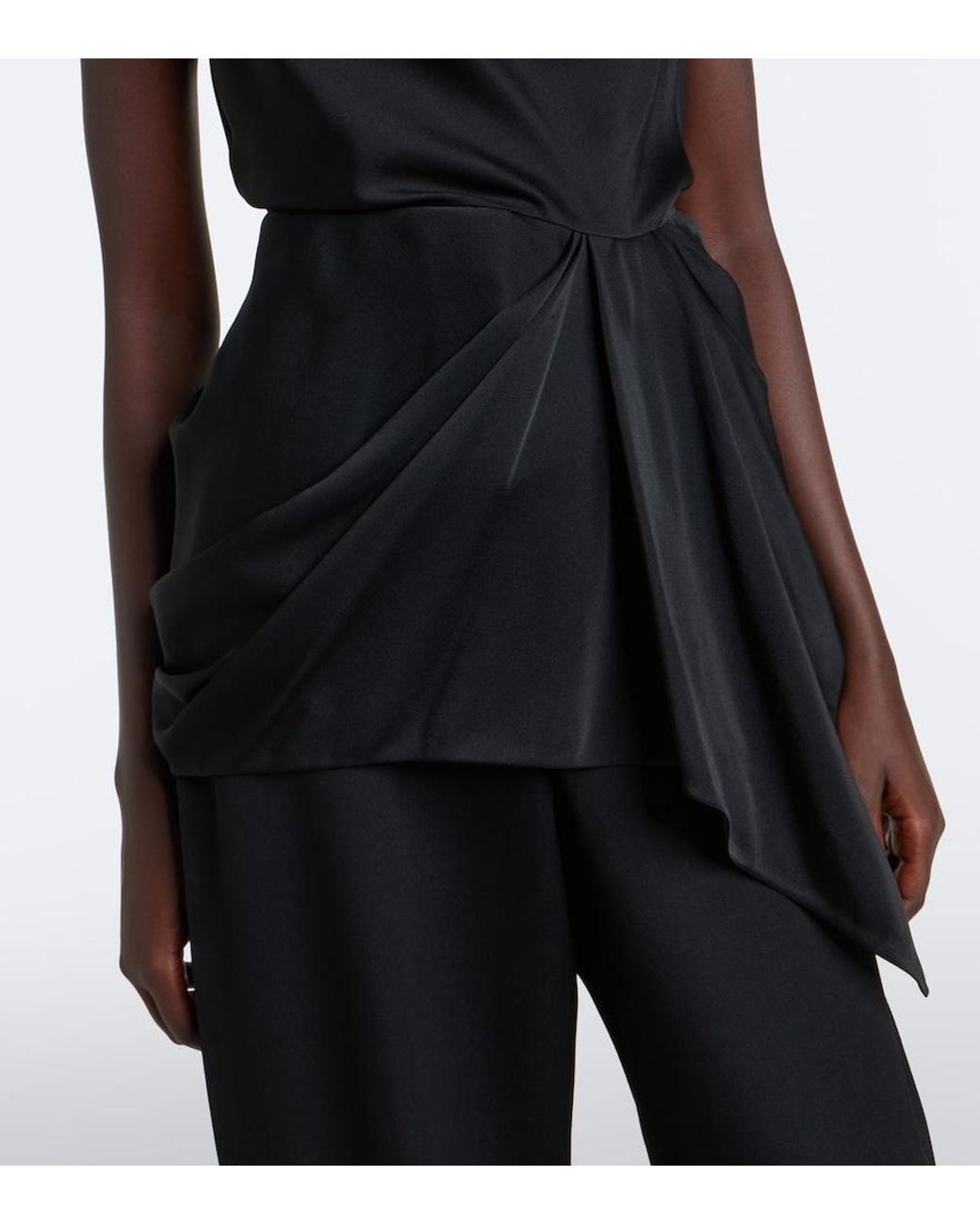 Givenchy Black Draped Satin Top