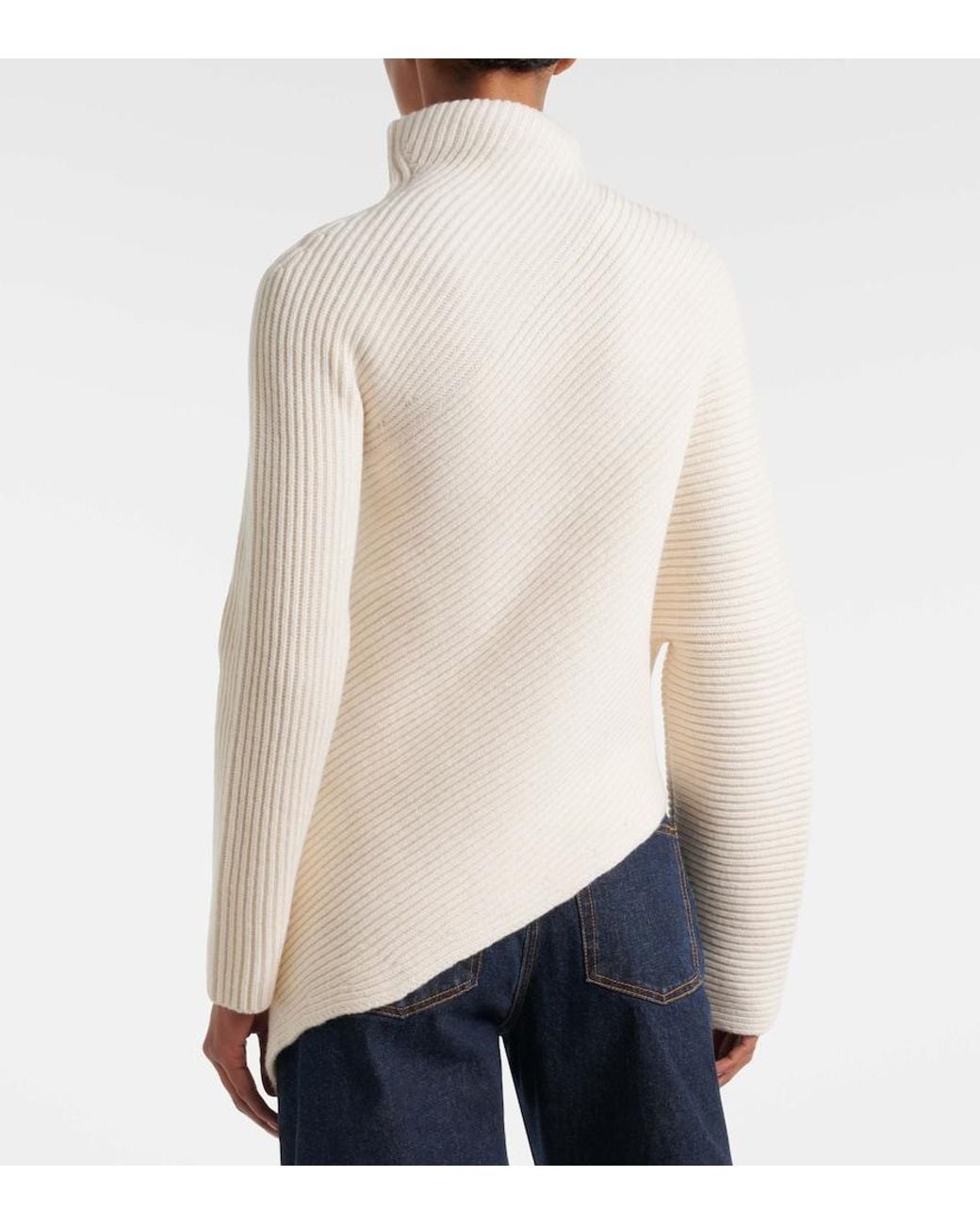 Alaïa White Asymmetric Wool And Cashmere Sweater
