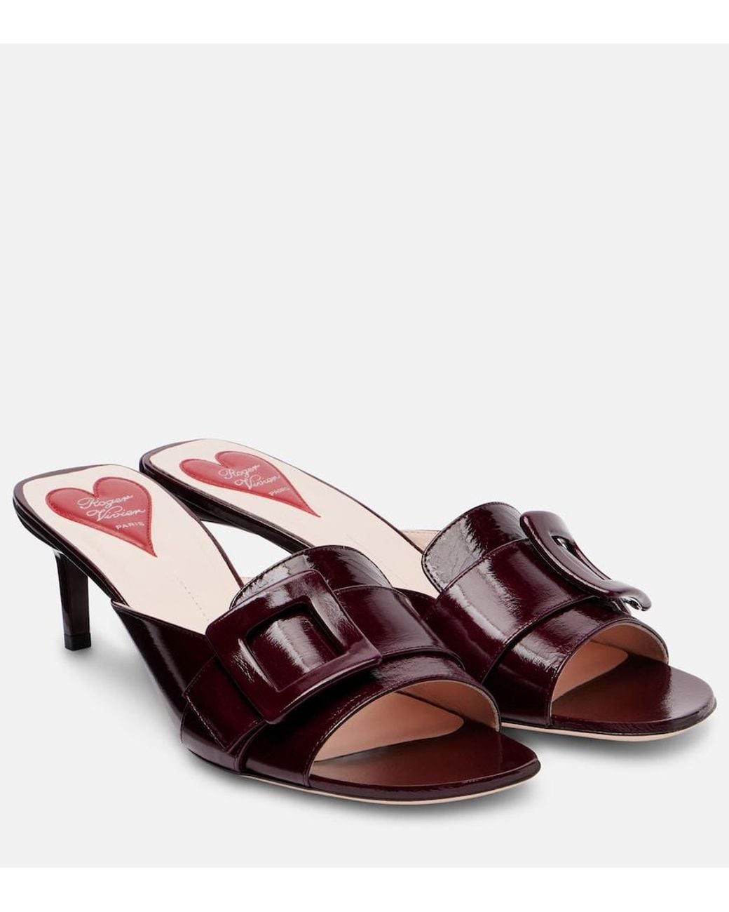 Roger Vivier Brown Viv' Canard 55 Leather Mules