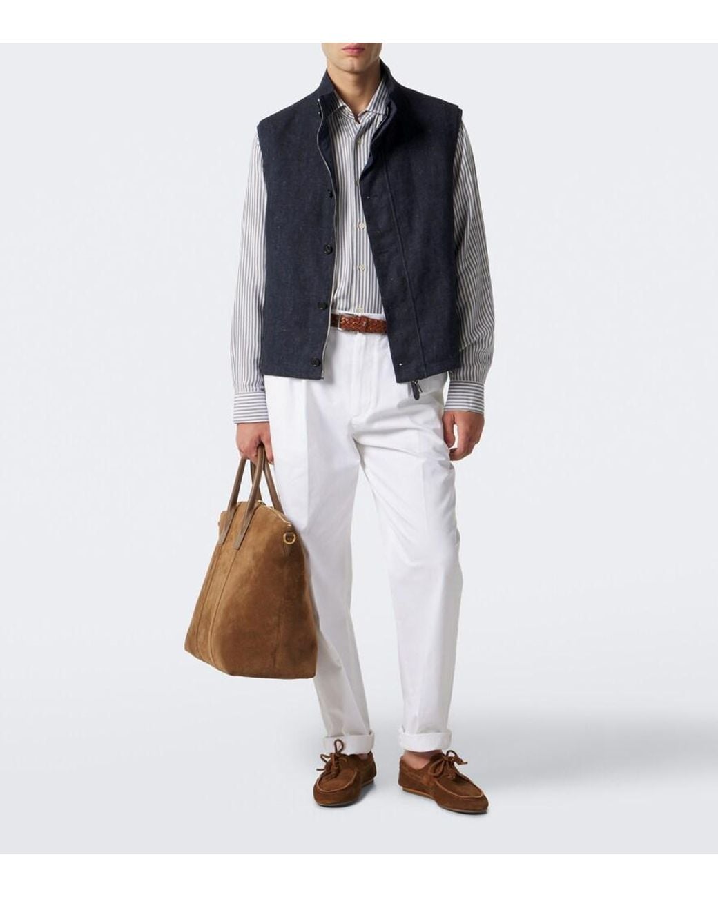 Dunhill Blue Linen Reversible Vest for men