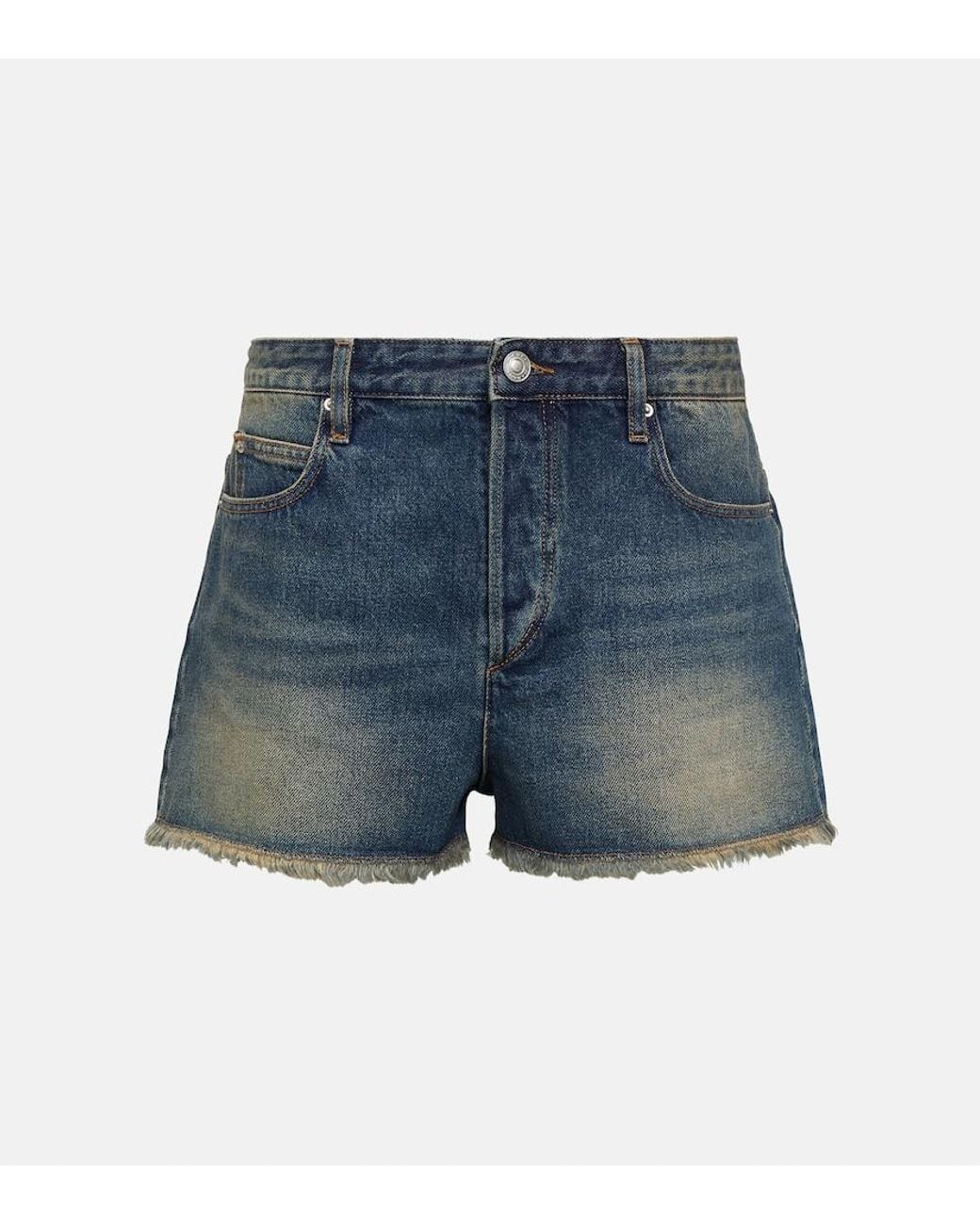 Isabel Marant Blue Denim Cotton-Hemp Lesia Shorts