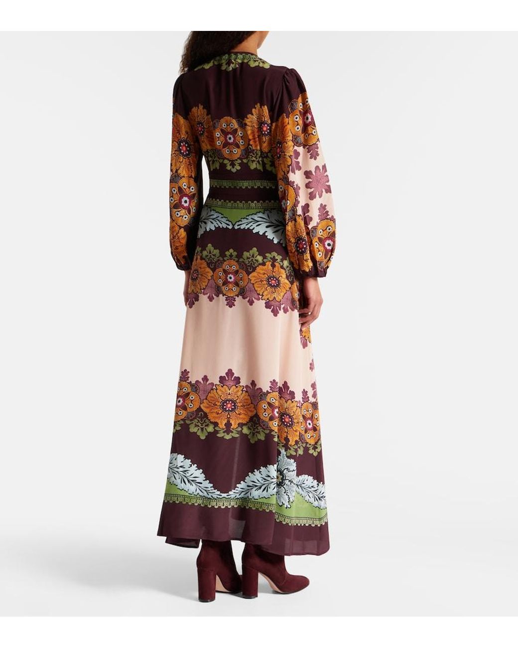 LaDoubleJ Brown Printed Silk Maxi Dress