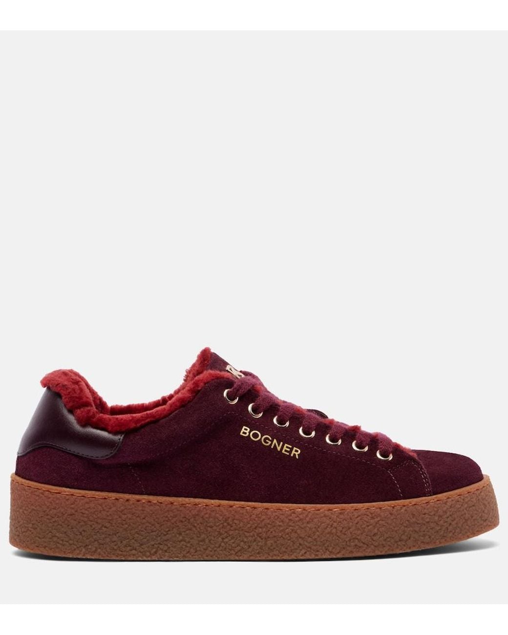Bogner Red Lucerne Shearling-Lined Suede Sneakers