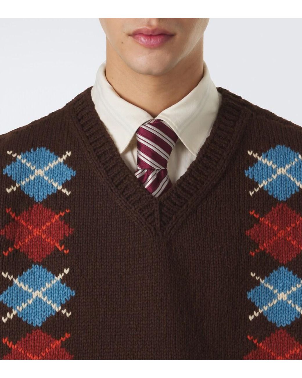 Visvim Brown Diamante Wool And Cashmere Sweater Vest for men