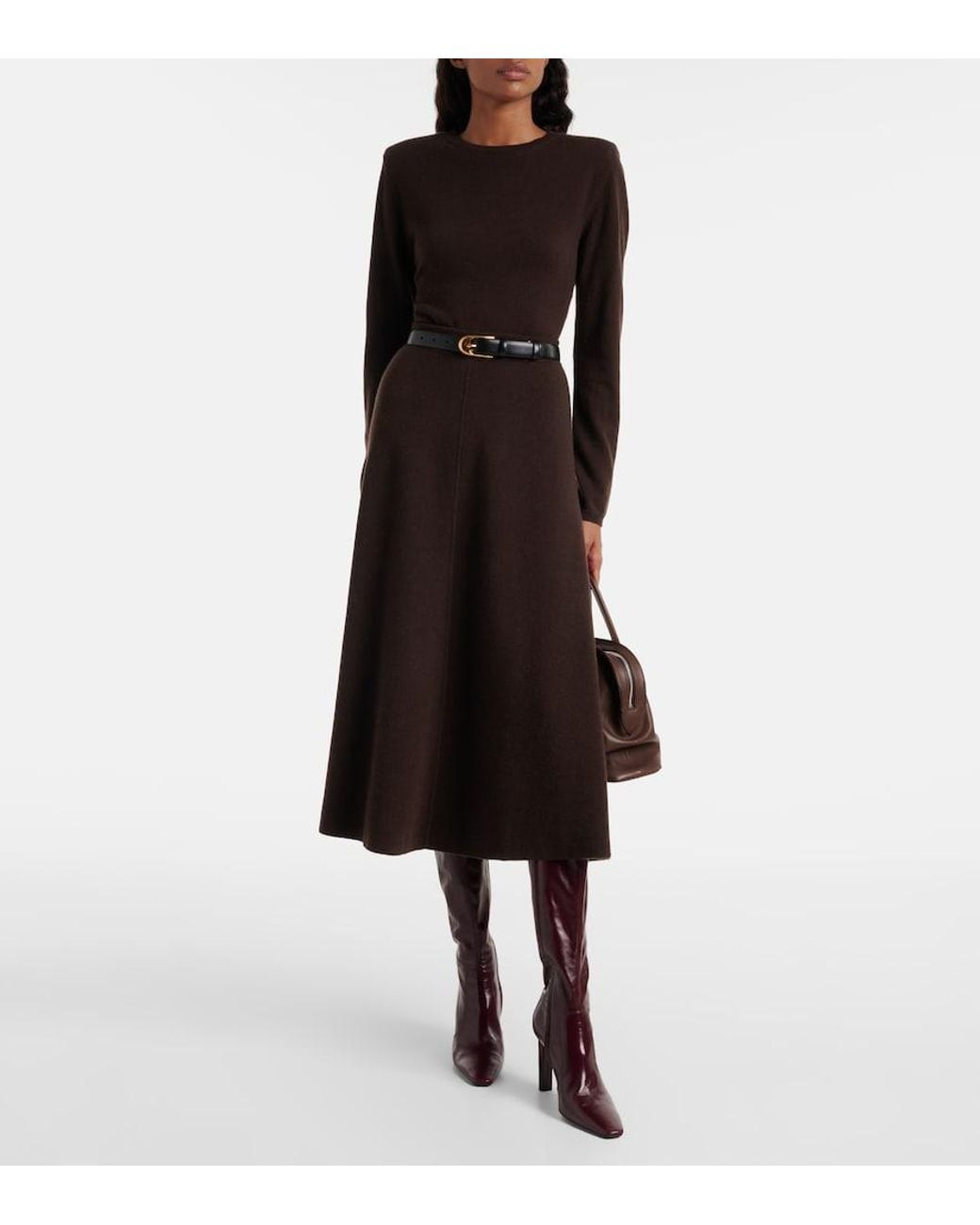 Jardin Des Orangers Brown Wool And Cashmere Midi Skirt