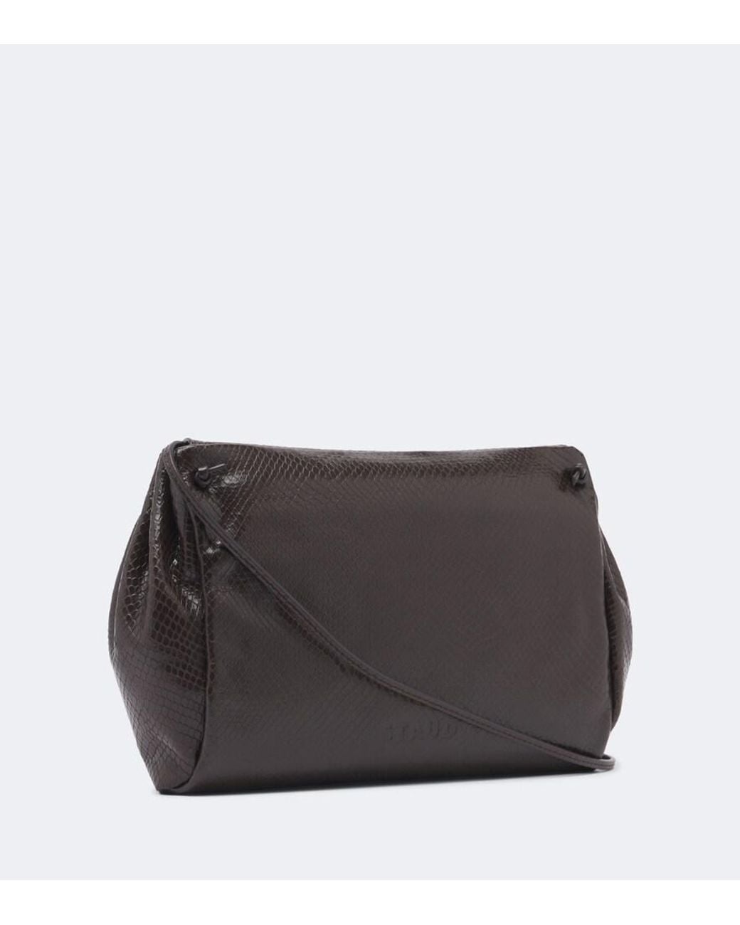 Staud Black Cy Snake-Effect Leather Clutch