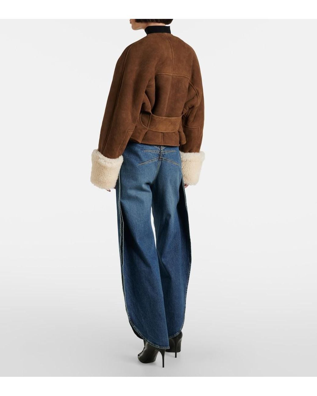 Alaïa Brown Shearling-Trimmed Suede Jacket