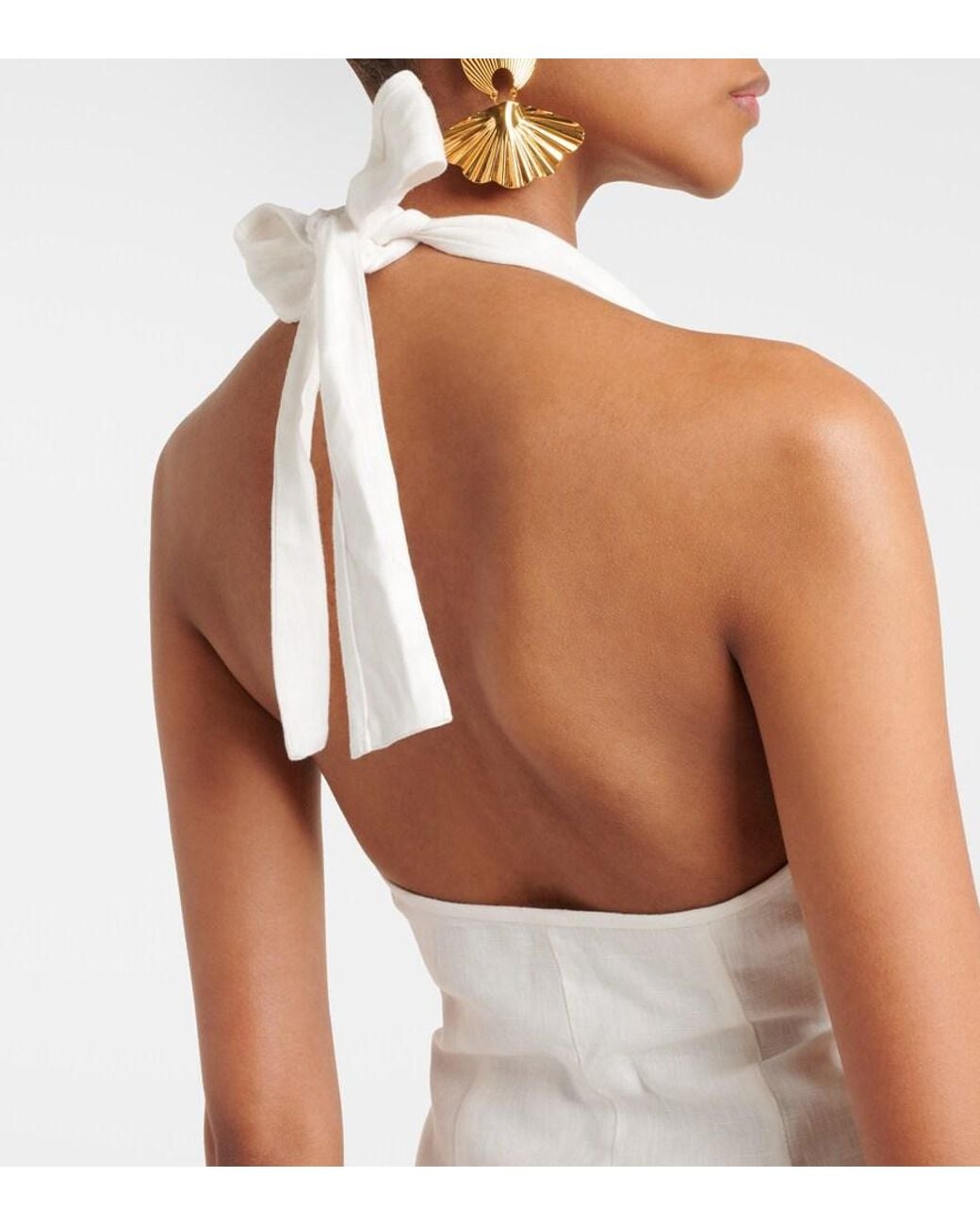 Sir White Halterneck Linen Maxi Dress