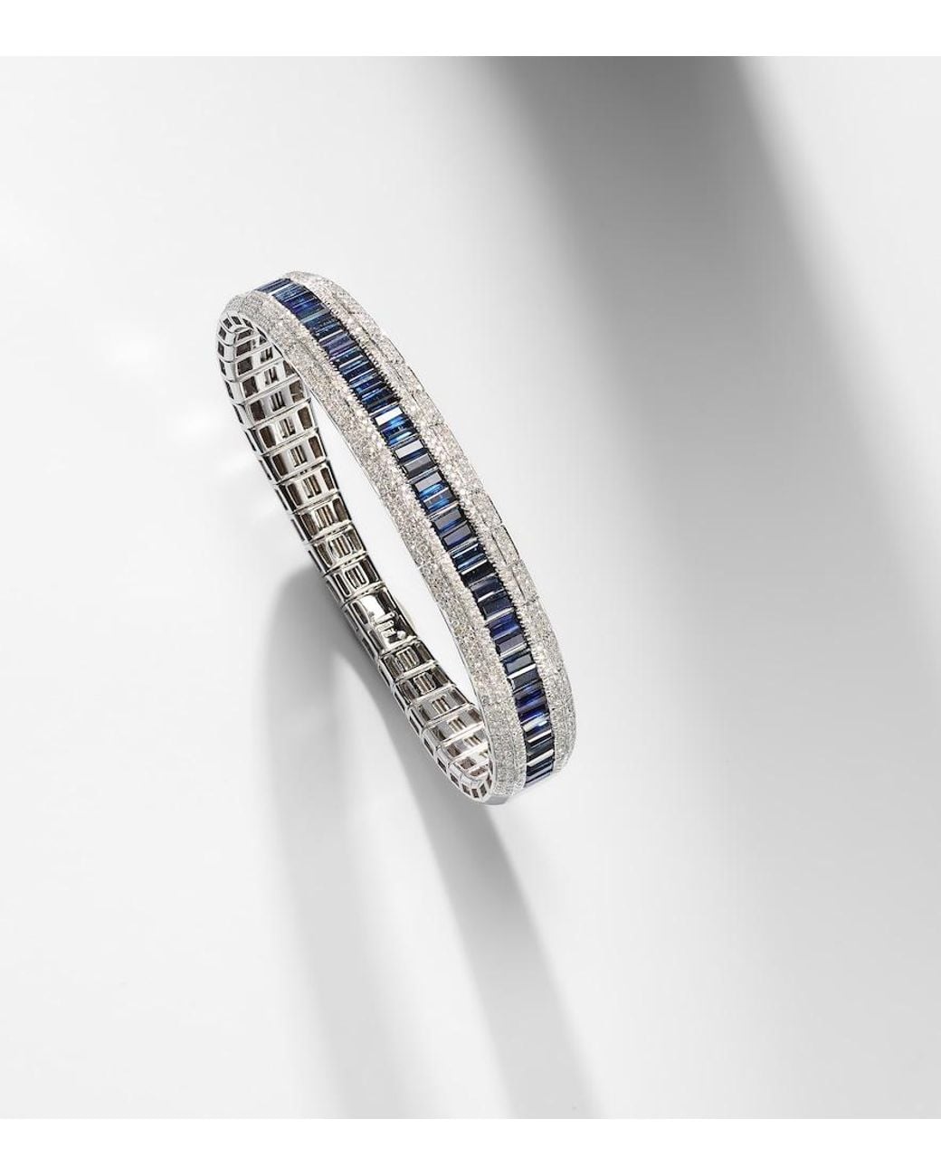 SHAY Metallic Stretch 18Kt Bracelet With Sapphires And Diamonds