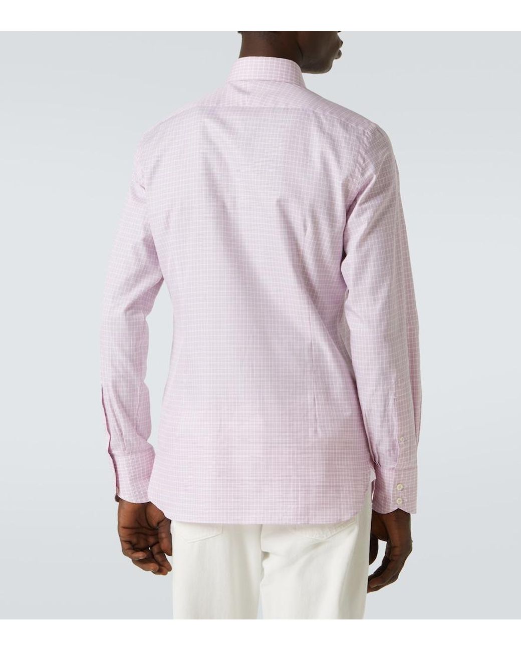 Tom Ford Purple Checked Cotton Poplin Shirt for men