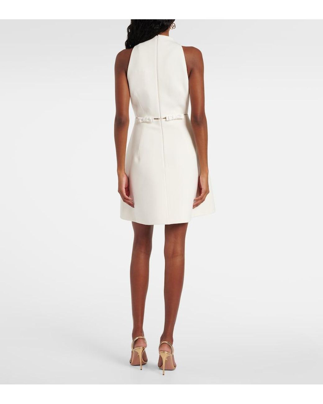 Safiyaa White Bridal Jalie Bow-Detail Crepe Minidress