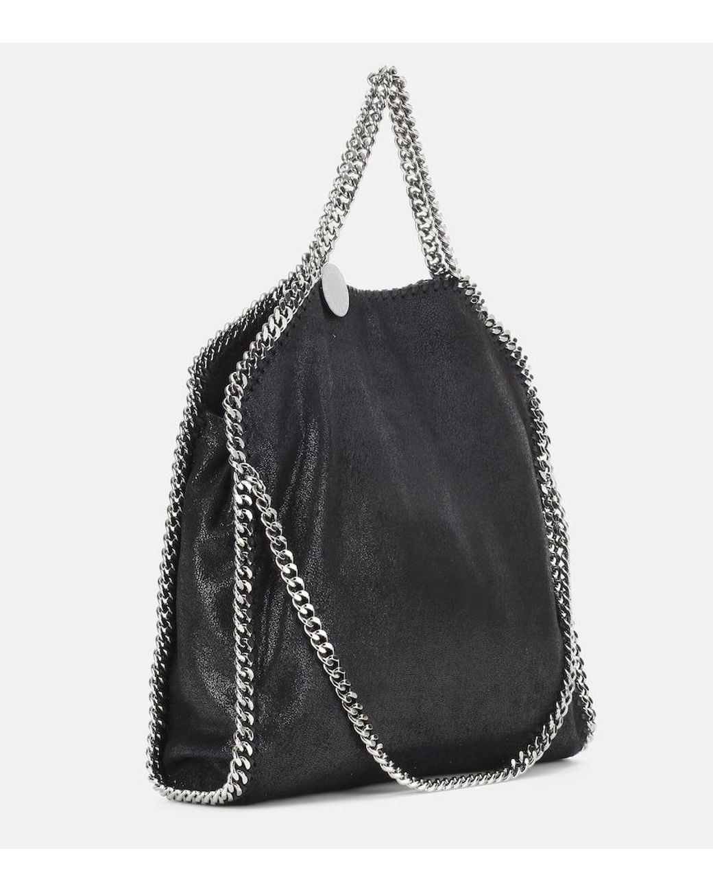 Stella McCartney Shaggy Deer Falabella Three Chains Bag In Black Eco Leather