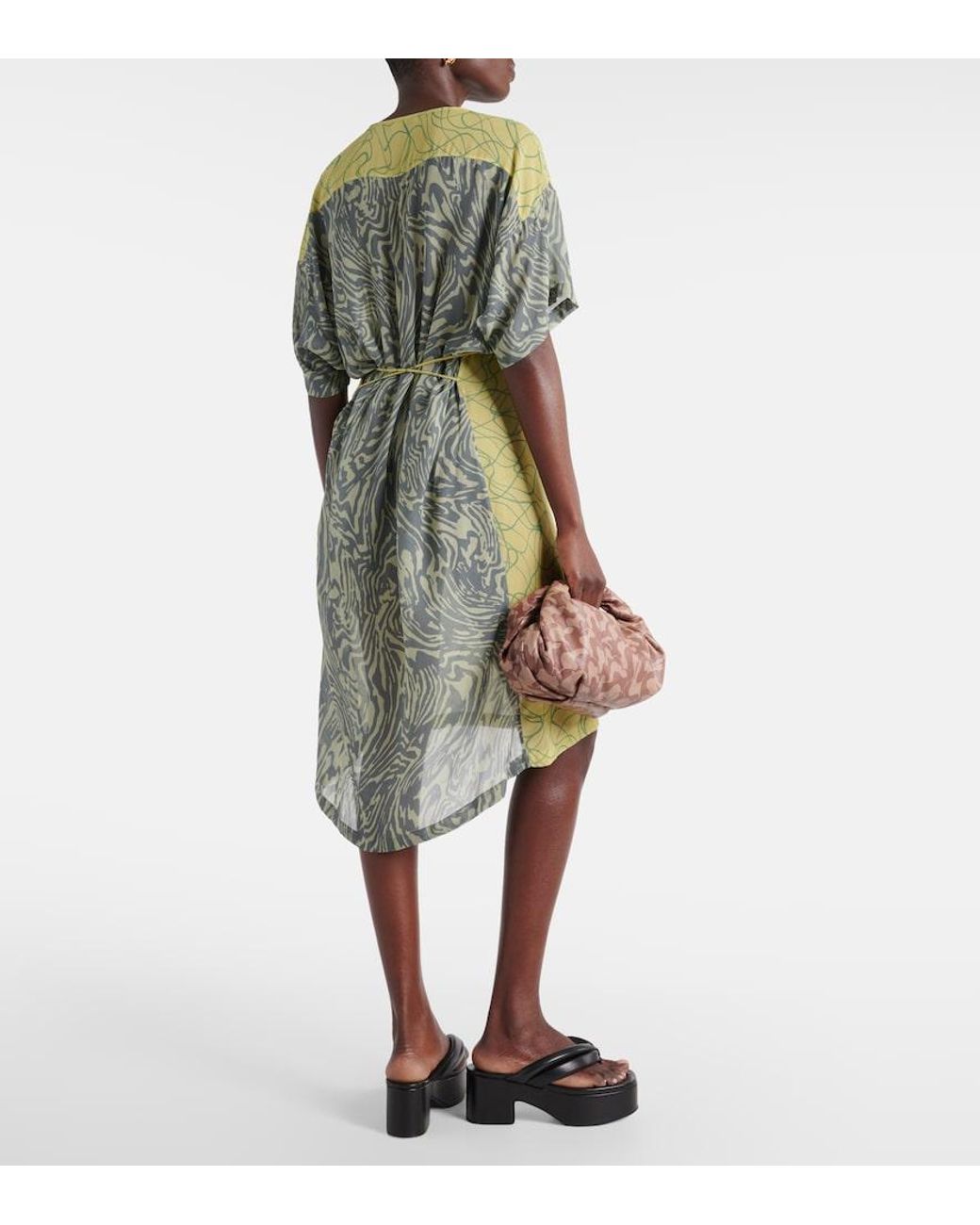 Dries Van Noten Green Printed Georgette Minidress