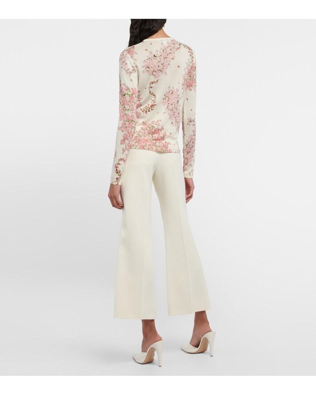 Giambattista Valli Pink Floral Cashmere And Silk Cardigan
